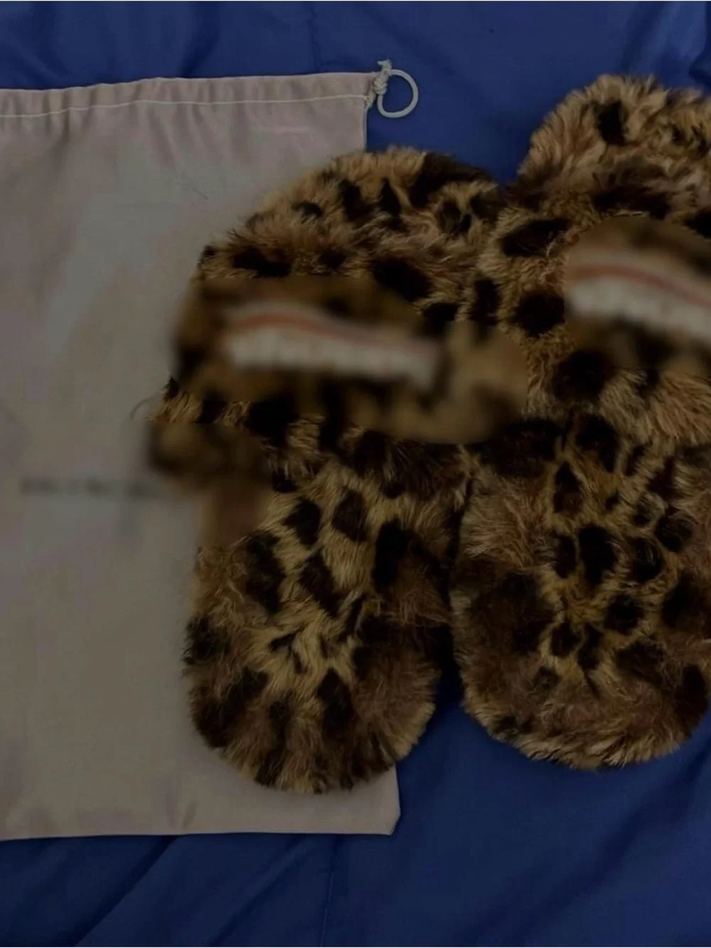 Faux Fur Leopard Print Men's Slide Slippers - Brown